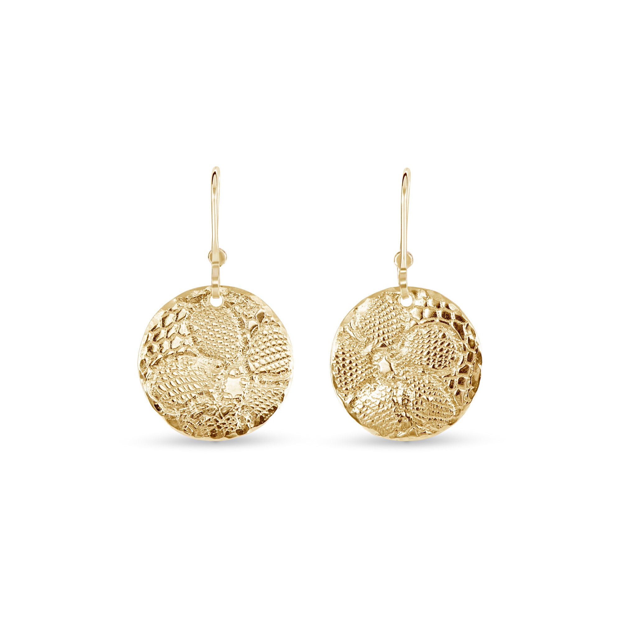 Lace Disc Earrings | Gold